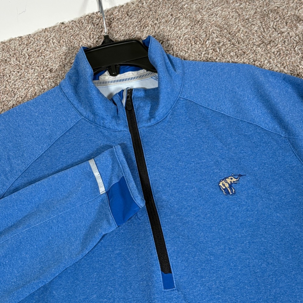 Zero Restriction Mens Blue Heathered Quarter Zip Union League Golf Club Large